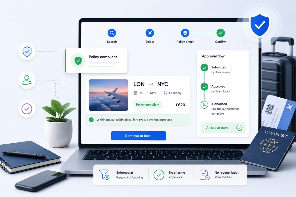 Policy and approvals applied at the point of booking